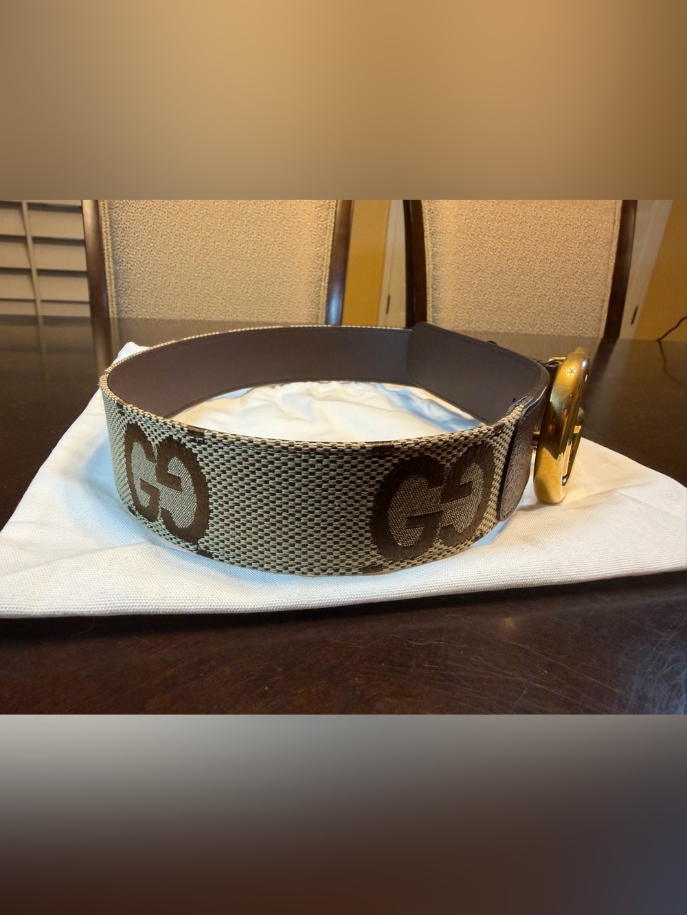 New Gucci GG Supreme Jumbo Logo Belt Brown Size 46 / 115 cm Fits Waist 42 - 46 - Picture 4 of 13